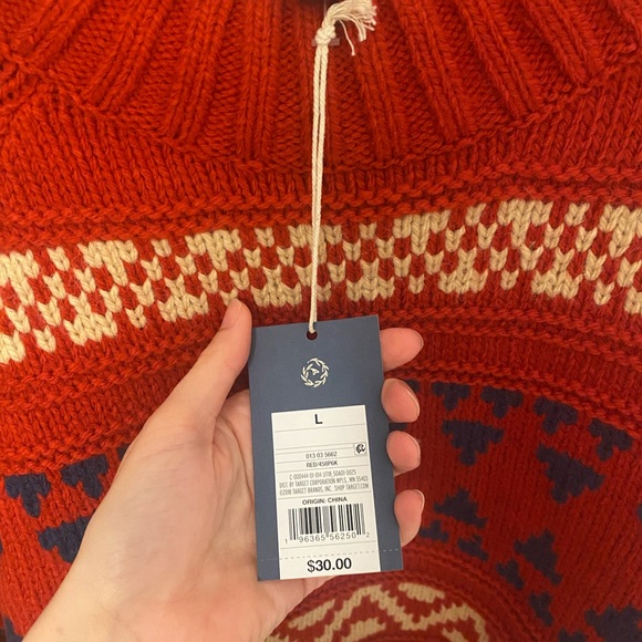 NWT Universal Thread Red Fair-isle Mock-neck Sweater - Picture 5 of 8